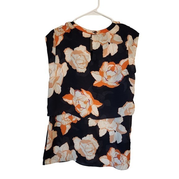 CAbi Blossom Floral Cap Sleeve Tiered Blouse Womens Size Small - Picture 2 of 6